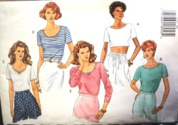 3379 BUTTERICK SO EZ STRETCH KNIT SHORT OR LONG SLEEVE TOPS CROPPED OR NOT PATTERN 6-14